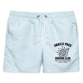 Schneckentempo Laufclub - Männer Badeshorts - hellblau gestreift - Vorne - AI Model Male 178 light (178cm)