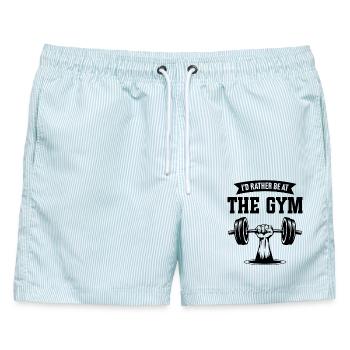 Ich wäre lieber im Fitnessstudio - Männer Badeshorts - hellblau gestreift - Vorne - AI Model Male 178 light (178cm)