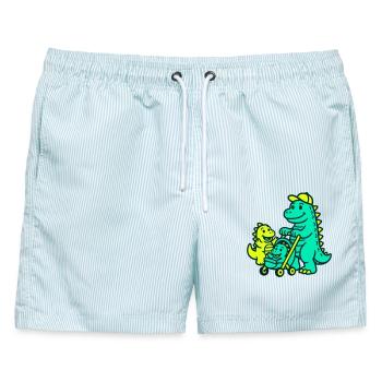 Drachendaddy mit Drachenkids - Männer Badeshorts - hellblau gestreift - Vorne - AI Model Male 178 light (178cm)