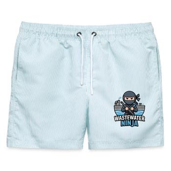 Betreiber von Wasseraufbereitungsanlagen - Wastewater Ninja - Männer Badeshorts - hellblau gestreift - Vorne - AI Model Male 178 light (178cm)