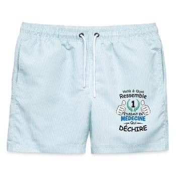 Medizinstudent Original Geschenk Zukunft Arzt - Männer Badeshorts - hellblau gestreift - Vorne - AI Model Male 178 light (178cm)