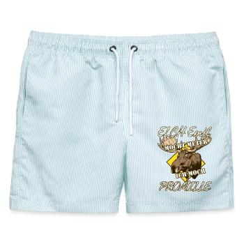 Elch Emil Outfit lustiger Spruch-Elch Österreich - Männer Badeshorts - hellblau gestreift - Vorne - AI Model Male 178 light (178cm)