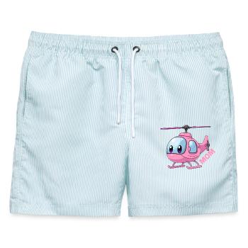 Helikopter Mutter - Männer Badeshorts - hellblau gestreift - Vorne - AI Model Male 178 light (178cm)