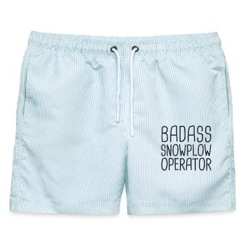 Snowplow Operator Badass Schneepflugfahrer - Männer Badeshorts - hellblau gestreift - Vorne - AI Model Male 178 light (178cm)