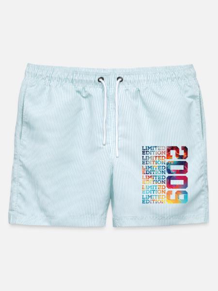 LIMITED EDITION 2009 17 JAHRE 17. GEBURTSTAG - Männer Badeshorts - hellblau gestreift