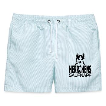 Husky Illusion - Herrchens Saufnapf - Männer Badeshorts - hellblau gestreift - Vorne - AI Model Male 178 light (178cm)