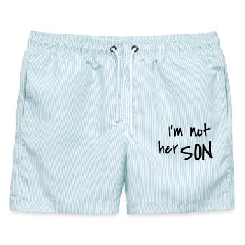I'm not her son - Männer Badeshorts - hellblau gestreift - Vorne - AI Model Male 178 light (178cm)