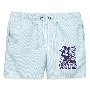 Die besten Rezepte für Kinder - Männer Badeshorts - hellblau gestreift - Vorne - AI Model Male 178 light (178cm)