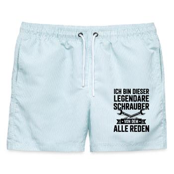 Legendäre Schrauber - Männer Badeshorts - hellblau gestreift - Vorne - AI Model Male 178 light (178cm)