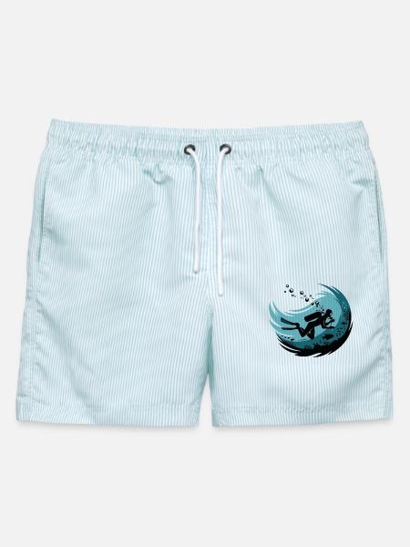 Tiefe Tauchgänge Unterwassermotivation - Männer Badeshorts - hellblau gestreift