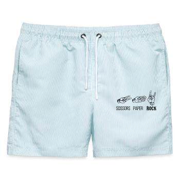 Siccors Paper Rock - Heavy Rock Edition - Männer Badeshorts - hellblau gestreift - Vorne - AI Model Male 178 light (178cm)