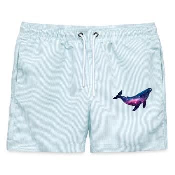 Bisexuell Bi Wal queer Galaxie Walfisch weltraum  - Männer Badeshorts - hellblau gestreift - Vorne - AI Model Male 178 light (178cm)