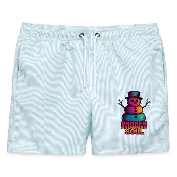 Emo Schneemann - Männer Badeshorts - hellblau gestreift - Vorne - AI Model Male 178 light (178cm)