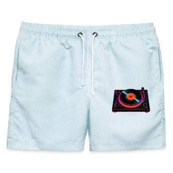 Diskjockey Turntable Steamwave - Männer Badeshorts - hellblau gestreift - Vorne - AI Model Male 178 light (178cm)