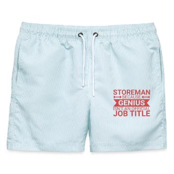 Storeman Genius - Männer Badeshorts - hellblau gestreift - Vorne - AI Model Male 178 light (178cm)