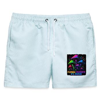 Trippy Mushroom EDM Rave Psychedelic Festival - Männer Badeshorts - hellblau gestreift - Vorne - AI Model Male 178 light (178cm)