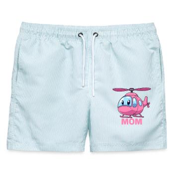 Helikopter Mutter - Männer Badeshorts - hellblau gestreift - Vorne - AI Model Male 178 light (178cm)