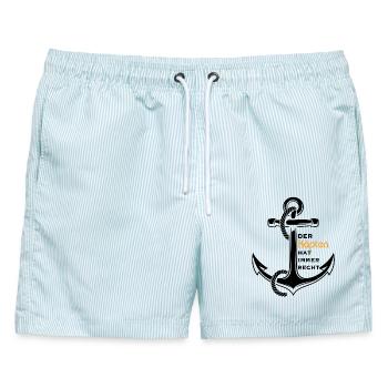 Der Kapitän Hat immer Recht skipper - Männer Badeshorts - hellblau gestreift - Vorne - AI Model Male 178 light (178cm)