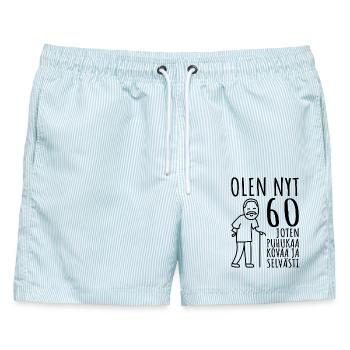 60 Geburtstag Mann 60er Jahre Ich bin 60 Jahre alt - Männer Badeshorts - hellblau gestreift - Vorne - AI Model Male 178 light (178cm)