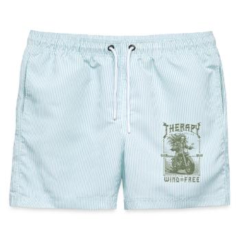 Therapie ist teuer Wind ist kostenlos Motorradfahrer - Männer Badeshorts - hellblau gestreift - Vorne - AI Model Male 178 light (178cm)