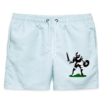 Ritter Spielzeug - Männer Badeshorts - hellblau gestreift - Vorne - AI Model Male 178 light (178cm)