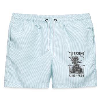 Therapie ist teuer Wind ist kostenlos Motorradfahrer - Männer Badeshorts - hellblau gestreift - Vorne - AI Model Male 178 light (178cm)