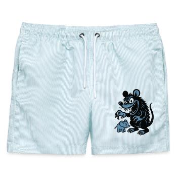 Riesen-Ratte und kleiner Elefant - Männer Badeshorts - hellblau gestreift - Vorne - AI Model Male 178 light (178cm)