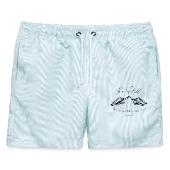 Sei still Berge Psalm 46:10 - Männer Badeshorts - hellblau gestreift - Vorne - AI Model Male 178 light (178cm)