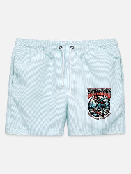 Skateboarder Skaten Skateboard - Männer Badeshorts - hellblau gestreift