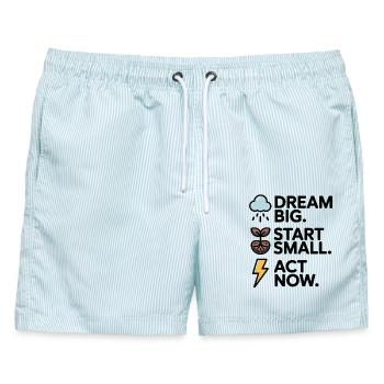 Groß träumen, klein starten, jetzt handeln - Männer Badeshorts - hellblau gestreift - Vorne - AI Model Male 178 light (178cm)