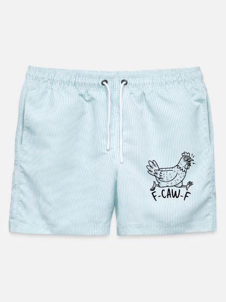 F-CAW-F Huhn - Männer Badeshorts - hellblau gestreift