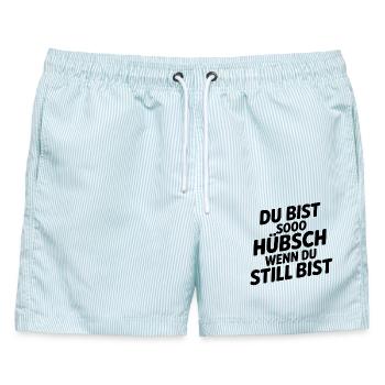 Du bist so hübsch wenn du still bist - Männer Badeshorts - hellblau gestreift - Vorne - AI Model Male 178 light (178cm)