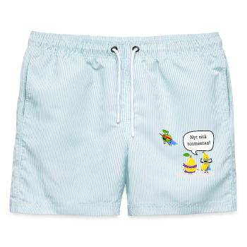 Action-Helden - Männer Badeshorts - hellblau gestreift - Vorne - AI Model Male 178 light (178cm)