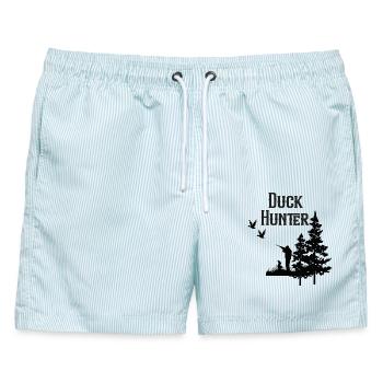 Duck Hunter - Männer Badeshorts - hellblau gestreift - Vorne - AI Model Male 178 light (178cm)