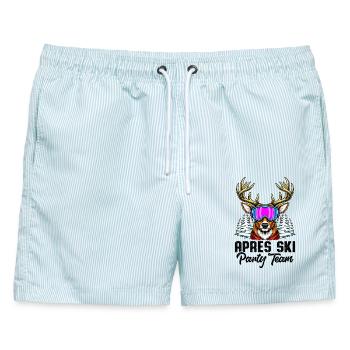 Apres Ski Party Team - Männer Badeshorts - hellblau gestreift - Vorne - AI Model Male 178 light (178cm)