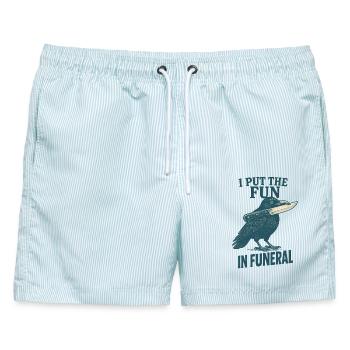 I Put The Fun In Funeral Crow Humor Zitat - Männer Badeshorts - hellblau gestreift - Vorne - AI Model Male 178 light (178cm)