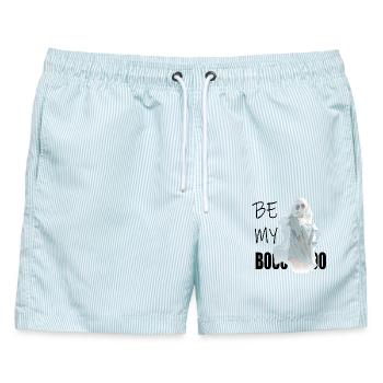 Be My Boo – Geist im ätherischen Schleier - Männer Badeshorts - hellblau gestreift - Vorne - AI Model Male 178 light (178cm)