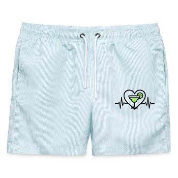 Margarita Herz Cocktail Limette - Männer Badeshorts - hellblau gestreift - Vorne - AI Model Male 178 light (178cm)
