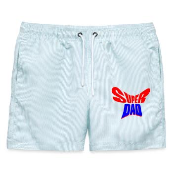 Super Papa / Geschenk für Papa - Männer Badeshorts - hellblau gestreift - Vorne - AI Model Male 178 light (178cm)