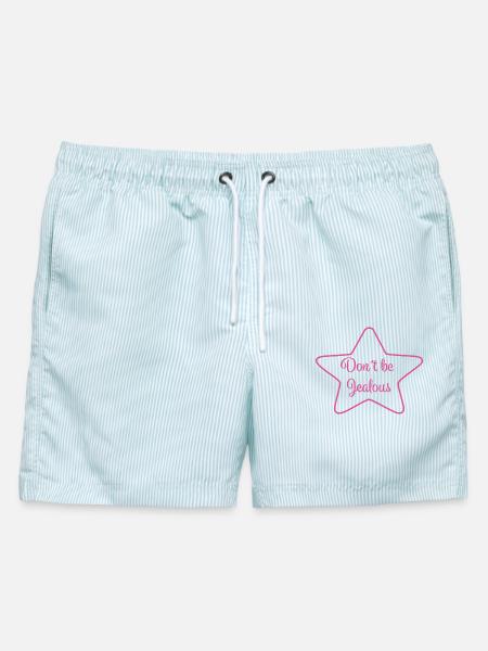 Don´t be Jealous - Männer Badeshorts - hellblau gestreift