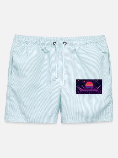 Mond - Männer Badeshorts - hellblau gestreift