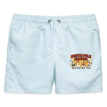 Nordpol Honker Gans Weihnachten Lustiger Weihnachtsmann - Männer Badeshorts - hellblau gestreift - Vorne - AI Model Male 178 light (178cm)