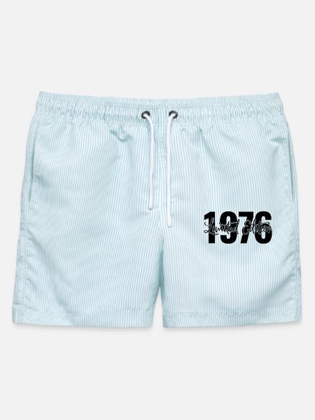 Limited edition 1976 - Männer Badeshorts - hellblau gestreift