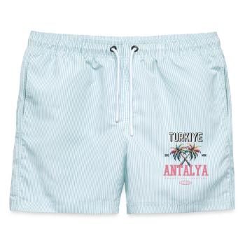 Antalya Türkei Palmen Design – Sommerurlaub - Männer Badeshorts - hellblau gestreift - Vorne - AI Model Male 178 light (178cm)