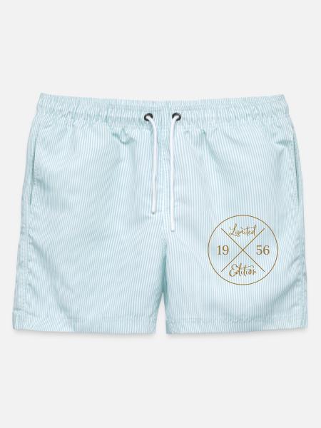 Geschenk 70. Geburtstag - Limited Edition 1956 - Männer Badeshorts - hellblau gestreift