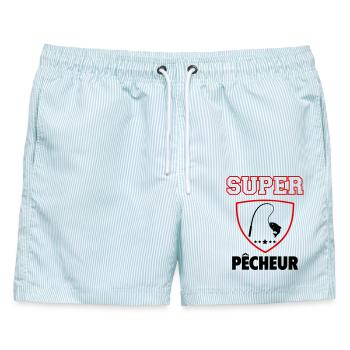 Super Fisherman, Vatertag, Weihnachten - Männer Badeshorts - hellblau gestreift - Vorne - AI Model Male 178 light (178cm)