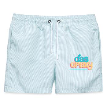 Das crazy - Männer Badeshorts - hellblau gestreift - Vorne - AI Model Male 178 light (178cm)