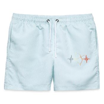 Kompositbogen Kardiogramm - Männer Badeshorts - hellblau gestreift - Vorne - AI Model Male 178 light (178cm)