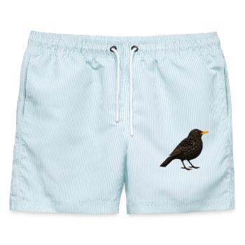 Amsel im Naturlook - Männer Badeshorts - hellblau gestreift - Vorne - AI Model Male 178 light (178cm)