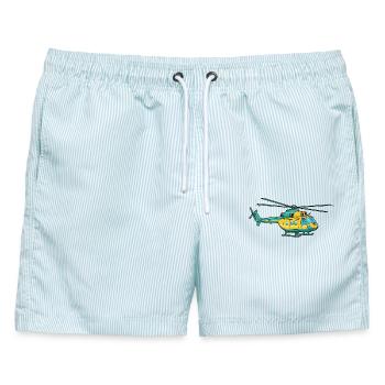 Hubschrauber - Männer Badeshorts - hellblau gestreift - Vorne - AI Model Male 178 light (178cm)